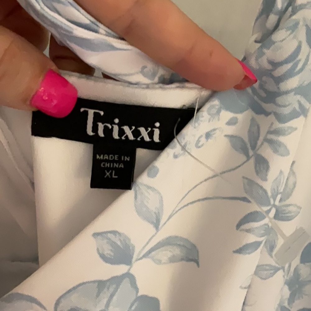 Trixxi Floral Mini Dress, Size XL, White/Blue, NWOT - Picture 6 of 8